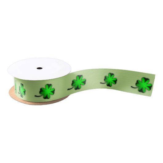 Vier Leaf Clover Green Satijnen Lint (Spoel)