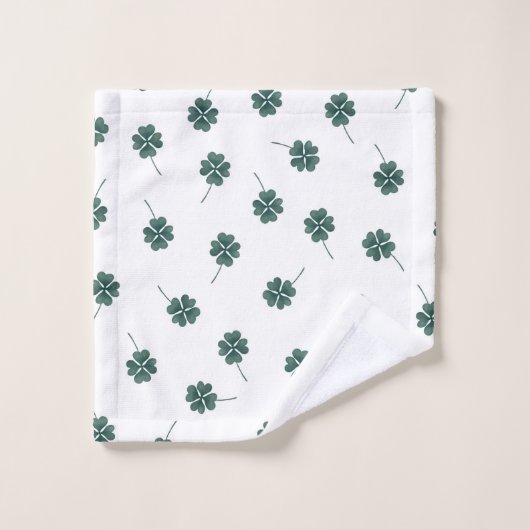 Vier Leaf Clover Green-Waterverf Bad Handdoek (Wasdoekje)