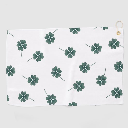 Vier Leaf Clover Green-Waterverf Golfhanddoek (Horizontaal)