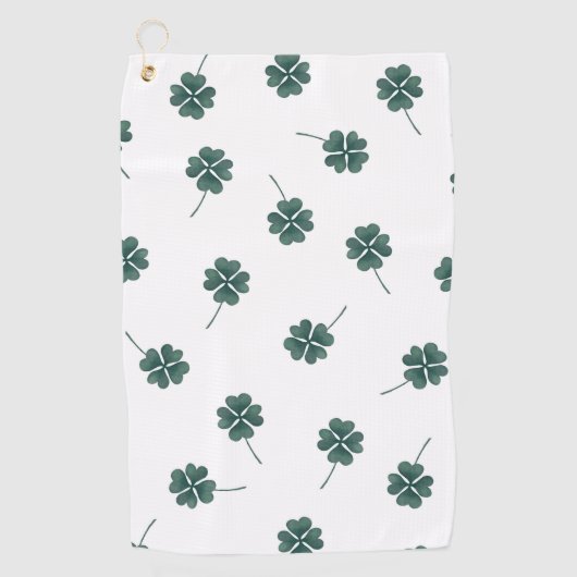 Vier Leaf Clover Green-Waterverf Golfhanddoek (Voorkant)