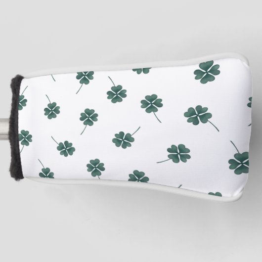 Vier Leaf Clover Green-Waterverf Golfheadcover (Voorkant)