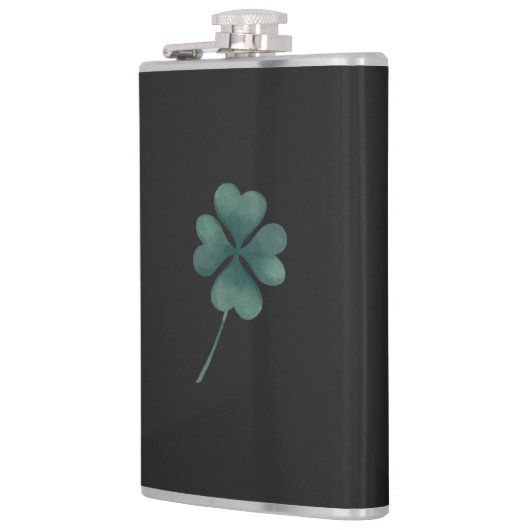 Vier Leaf Clover Green-Waterverf Heupfles (Links)