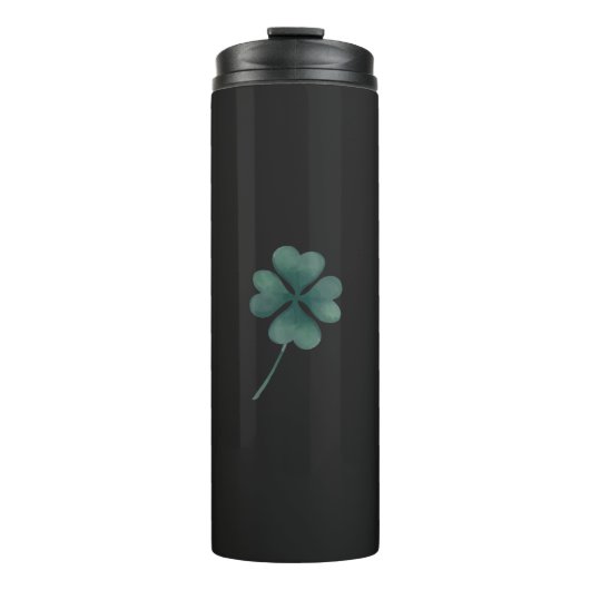 Vier Leaf Clover Green-Waterverf Thermosbeker (Voorkant)