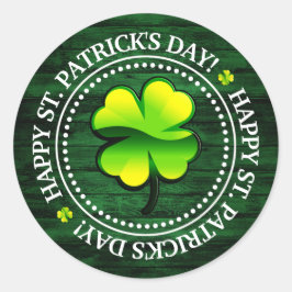 Vier Leaf Clover Happy St. Patrick's Day Ronde Sticker