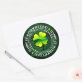 Vier Leaf Clover Happy St. Patrick's Day Ronde Sticker (Envelop)