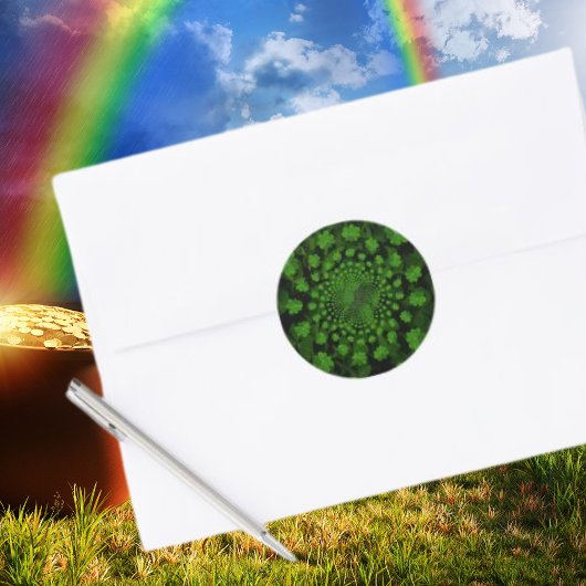 Vier Leaf Clover Kaleidoscoop Ronde Sticker