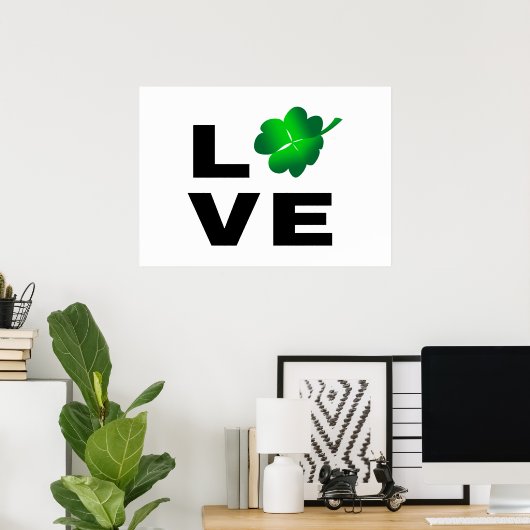Vier Leaf Clover - Liefde Poster (Thuiskantoor)