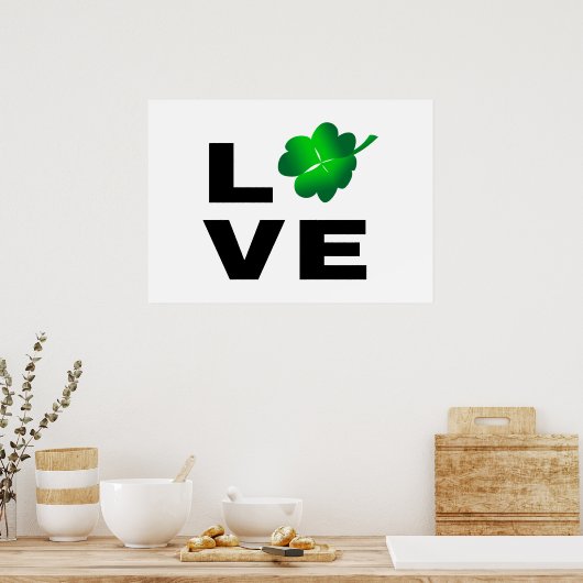 Vier Leaf Clover - Liefde Poster (Keuken)