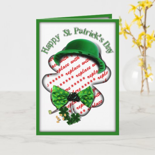 Vier Leaf Clover-Lijst St Patrick's Day Kaart (Gele Bloem)