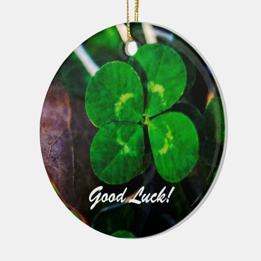 Vier Leaf Clover Lucky Keramisch Ornament (Links)