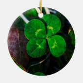 Vier Leaf Clover Lucky Keramisch Ornament (Achterkant)