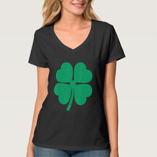 Vier Leaf Clover Lucky Shamrock Irish St Patrick's T-shirt (Voorkant)