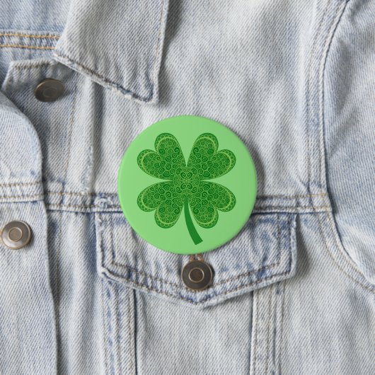 Vier Leaf Clover Lucky St. Patrick's Day Ronde Button 7,6 Cm (In situ)