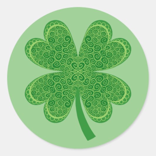 Vier Leaf Clover Lucky St. Patrick's Day Ronde Sticker (Voorkant)