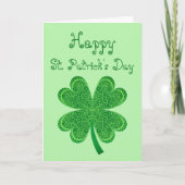 Vier Leaf Clover Lucky St Patrick's Day Shamrock Kaart (Voorkant)