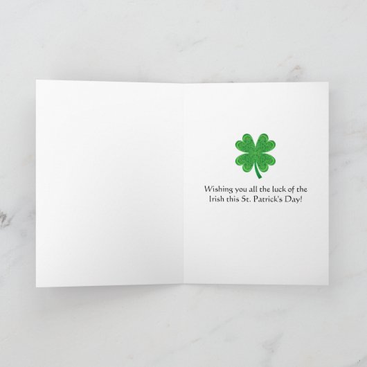 Vier Leaf Clover Lucky St Patrick's Day Shamrock Kaart (Binnen)