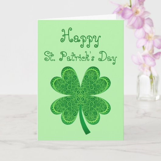 Vier Leaf Clover Lucky St Patrick's Day Shamrock Kaart (Orchidee)