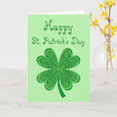 Vier Leaf Clover Lucky St Patrick's Day Shamrock Kaart (Gele Bloem)