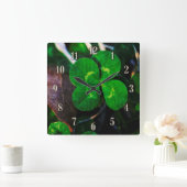 Vier Leaf Clover Lucky Vierkante Klok (Huis)
