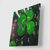 Vier Leaf Clover Lucky Vierkante Klok (Hoek)