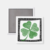 Vier Leaf Clover Magnet - Lucky Fun (Voorkant / Achterkant)