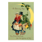 Vier Leaf Clover Moon Leprechaun Shamrock Foto Afdruk (Voorkant)