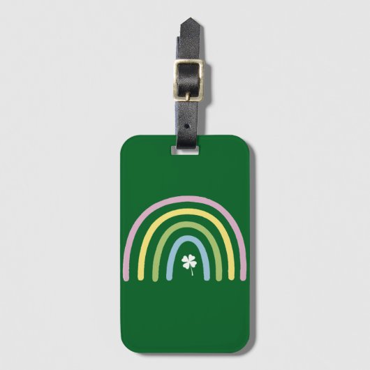 Vier Leaf Clover Rainbow St Patrick's Day Bagagelabel (Voorkant (verticaal))