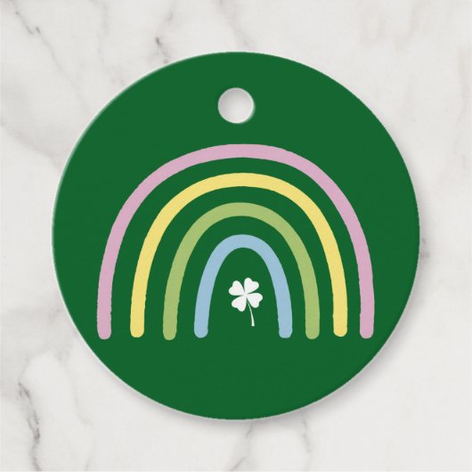 Vier Leaf Clover Rainbow St Patrick's Day Bedankjes Labels (Voorkant)