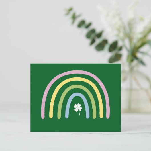 Vier Leaf Clover Rainbow St Patrick's Day Briefkaart (Staand voorkant)