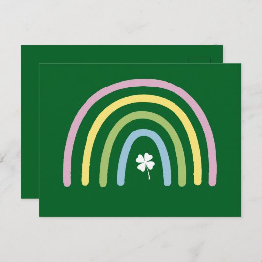 Vier Leaf Clover Rainbow St Patrick's Day Briefkaart (Voorkant / Achterkant)