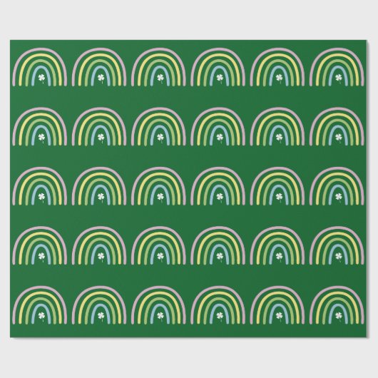 Vier Leaf Clover Rainbow St Patrick's Day Cadeaupapier (Vlak)