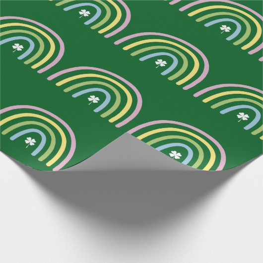 Vier Leaf Clover Rainbow St Patrick's Day Cadeaupapier (Hoek)
