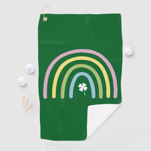 Vier Leaf Clover Rainbow St Patrick's Day Golfhanddoek (Insitu)