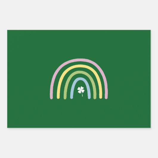 Vier Leaf Clover Rainbow St Patrick's Day Inpakpapier Vel (Voorkant)