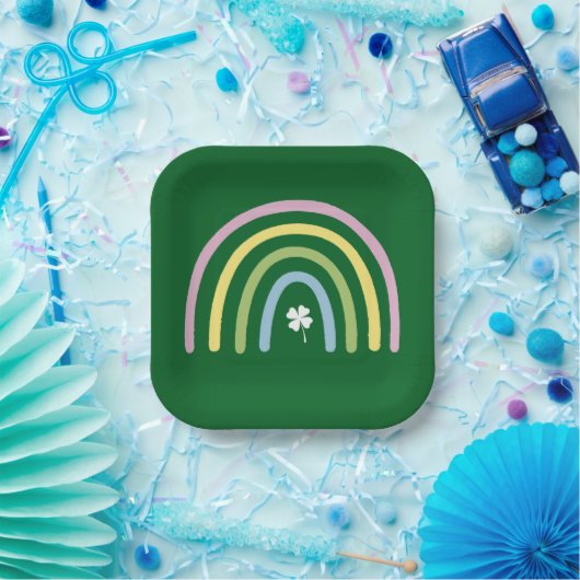 Vier Leaf Clover Rainbow St Patrick's Day Papieren Bordje (Feest)