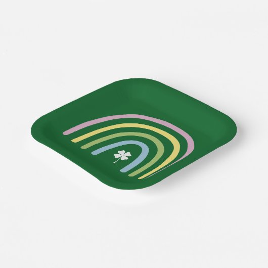 Vier Leaf Clover Rainbow St Patrick's Day Papieren Bordje (Gebogen)