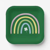 Vier Leaf Clover Rainbow St Patrick's Day Papieren Bordje (Voorkant)