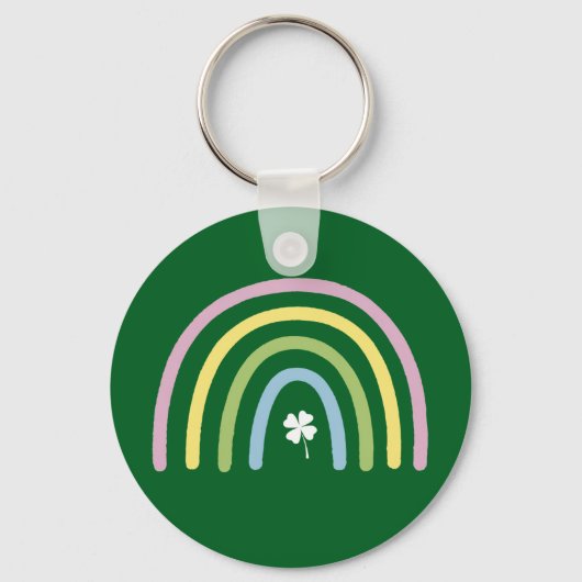 Vier Leaf Clover Rainbow St Patrick's Day Sleutelhanger (Voorkant)