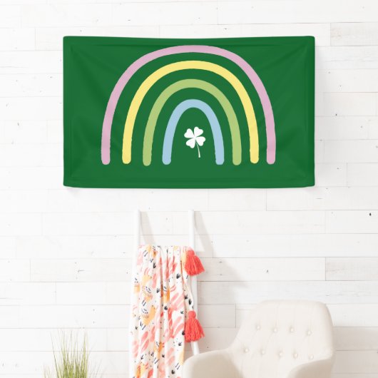 Vier Leaf Clover Rainbow St Patrick's Day Spandoek (Insitu)