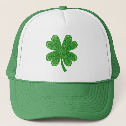 Vier Leaf Clover Saint Patrick's Day Green Trucker Pet (Voorkant)