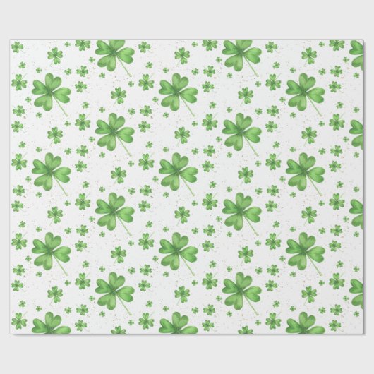 Vier Leaf Clover Shamrock Cadeaupapier (Vlak)