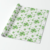 Vier Leaf Clover Shamrock Cadeaupapier (Uitgerold)