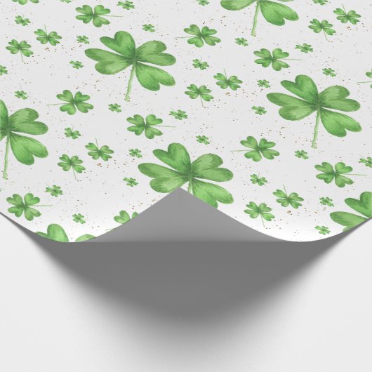 Vier Leaf Clover Shamrock Cadeaupapier (Hoek)