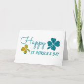 Vier Leaf Clover Shamrock Happy St. Patrick's Day Feestdagen Kaart (Voorkant)