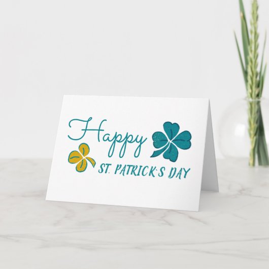Vier Leaf Clover Shamrock Happy St. Patrick's Day Feestdagen Kaart (Voorkant)