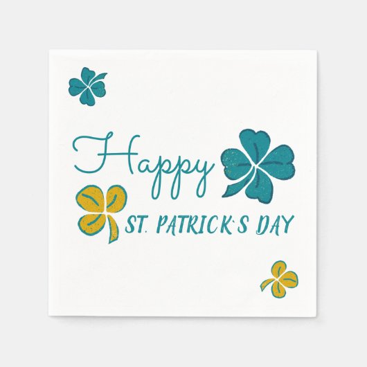Vier Leaf Clover Shamrock Happy St. Patrick's Day Servet (Voorkant)