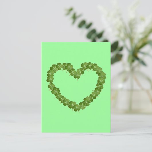 Vier Leaf Clover Shamrock Heart Briefkaart (Staand voorkant)