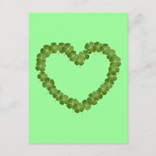 Vier Leaf Clover Shamrock Heart Briefkaart