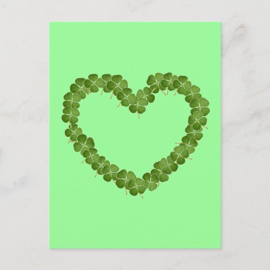 Vier Leaf Clover Shamrock Heart Briefkaart (Voorkant)