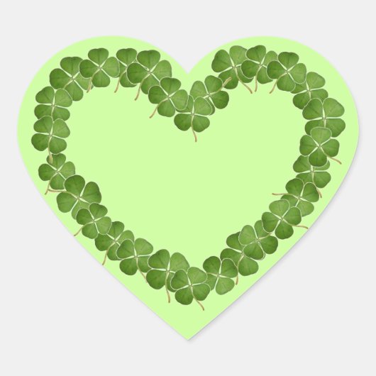 Vier Leaf Clover Shamrock Heart Hart Sticker (Voorkant)